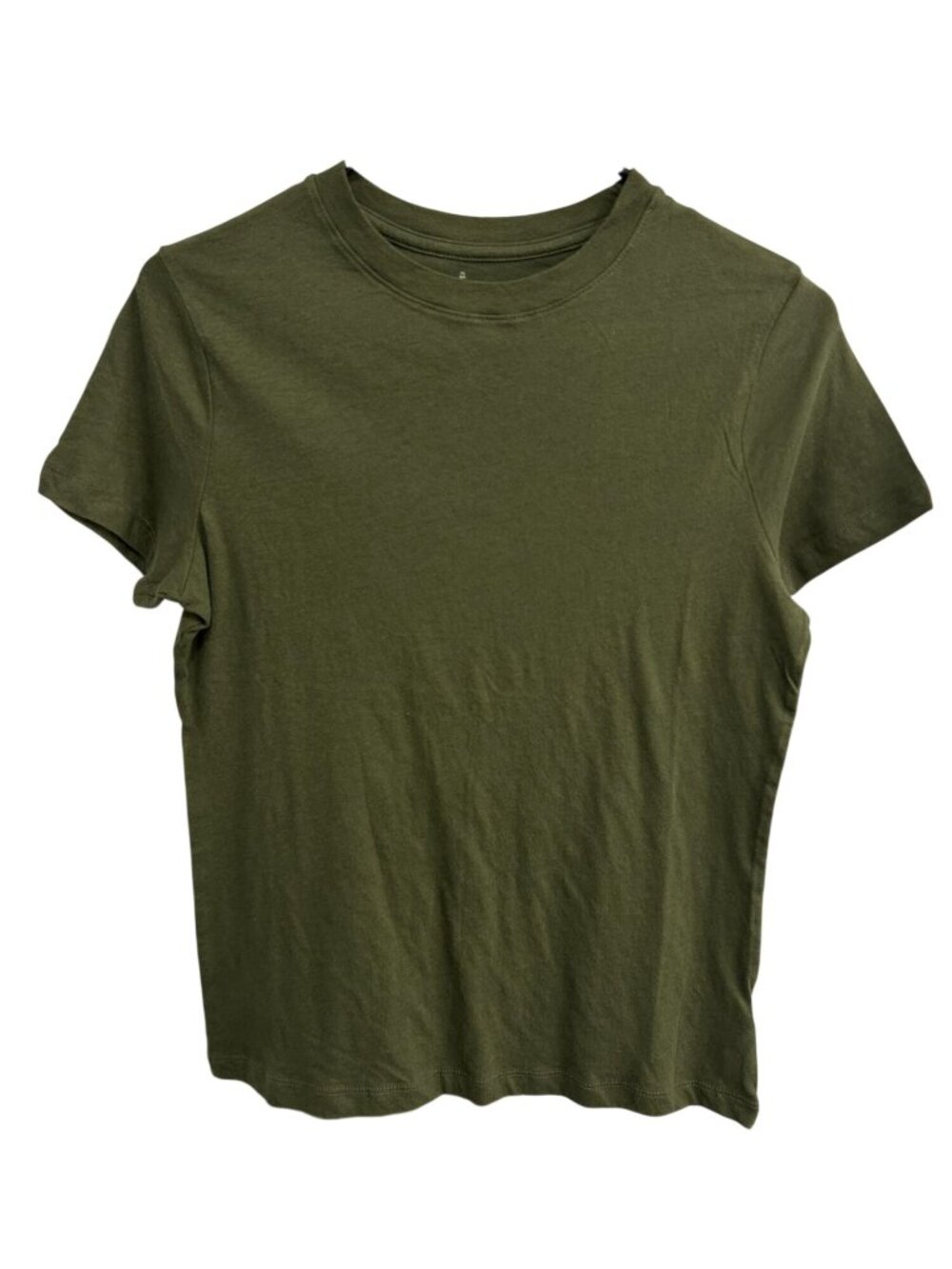A New Day XS Olive Green Crew Neck T-Shirt Cotton Modal Minimalist Clean Girl